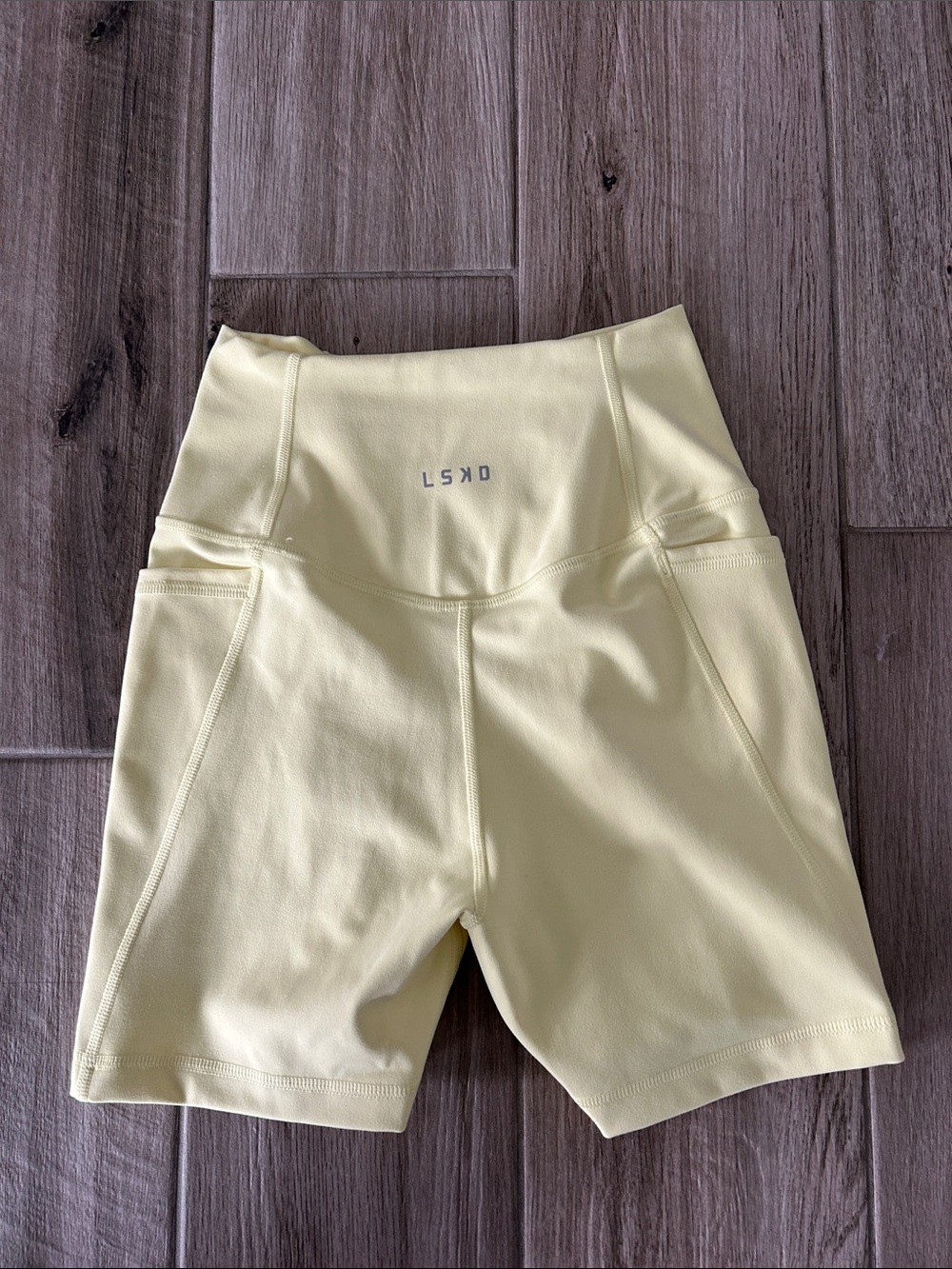 LSKD Lemon Yellow High-Waist Bike Shorts -